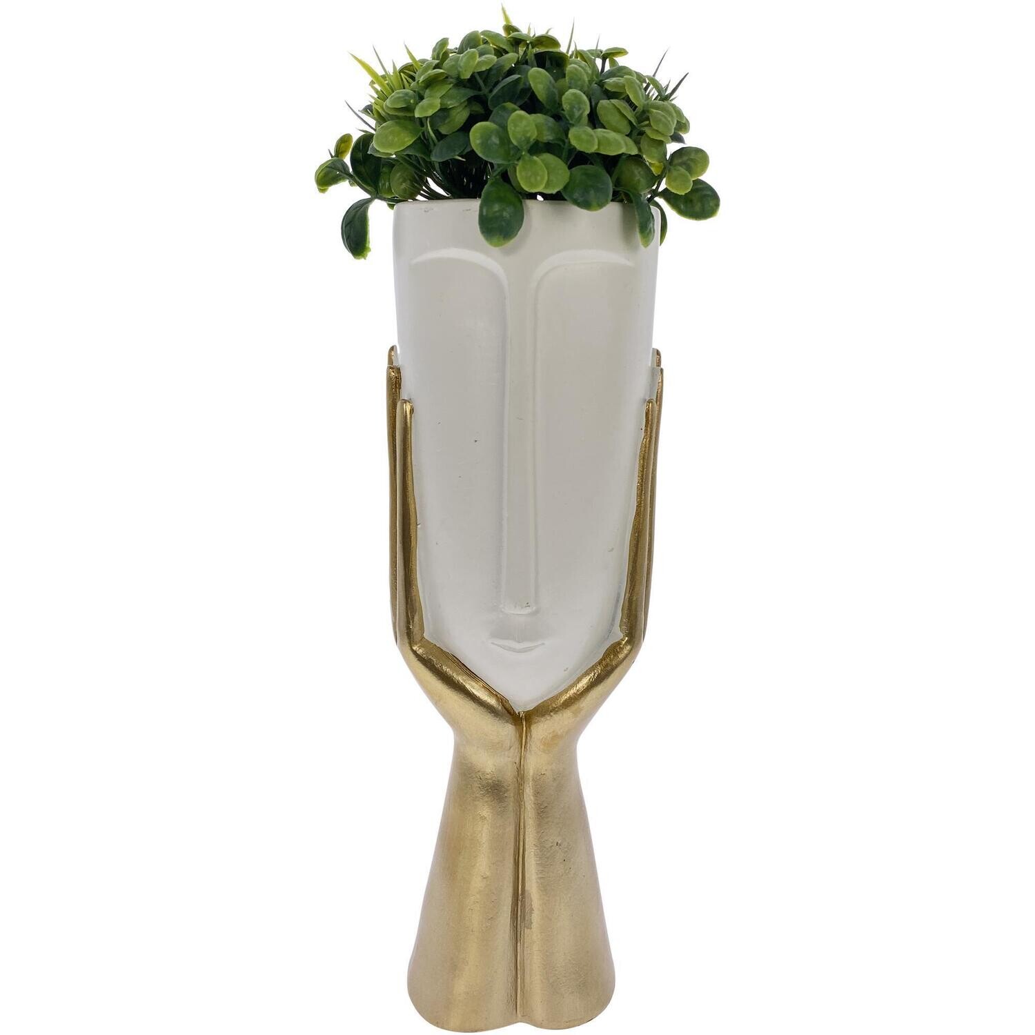 Escultura con planta blanco