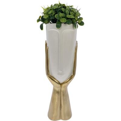 Escultura con planta blanco