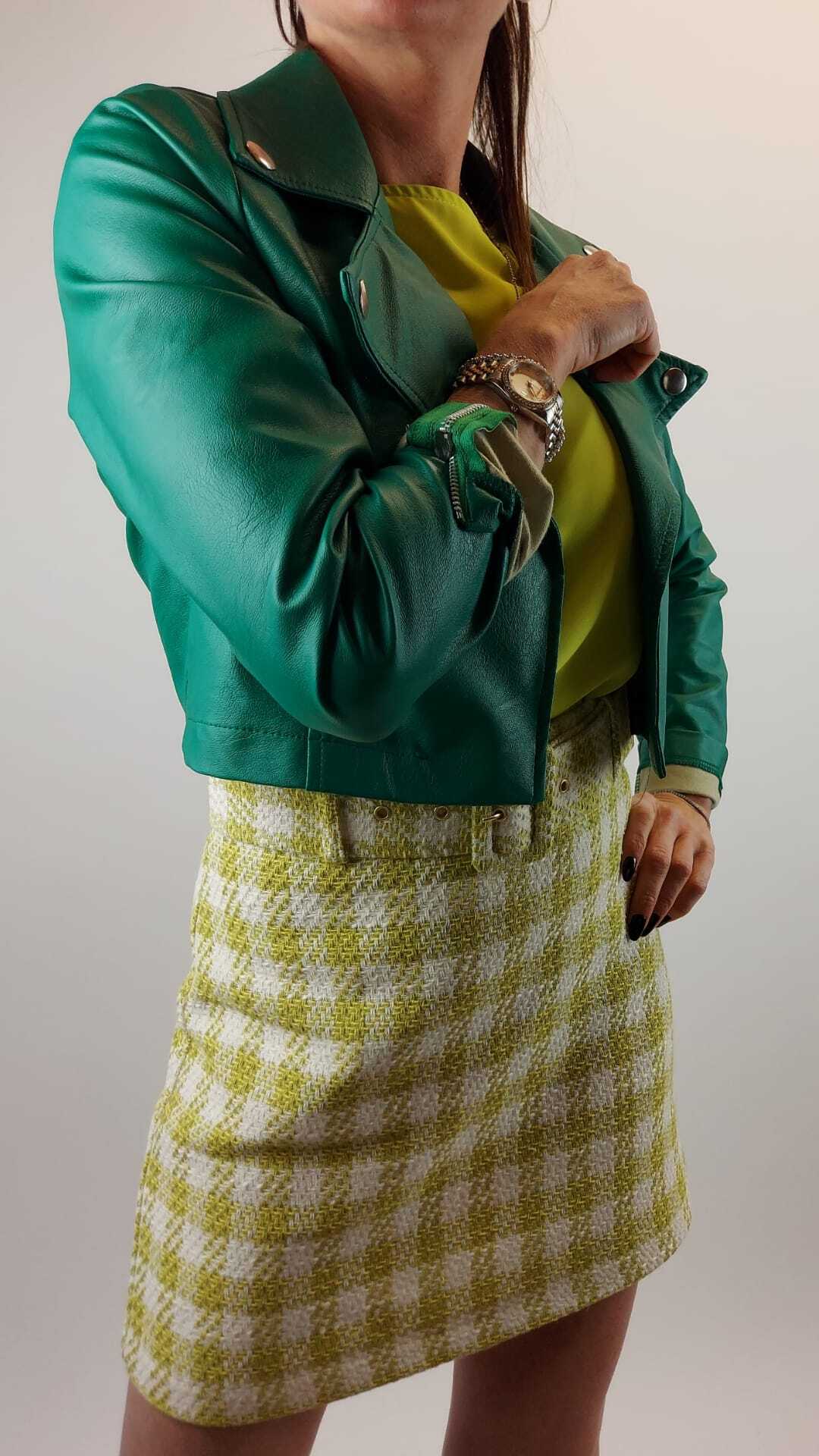 CHIODO CORTO IN ECOPELLE VERDE