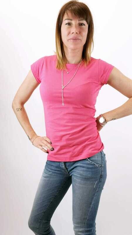 T-SHIRT BASICA FUCSIA 100% COTONE