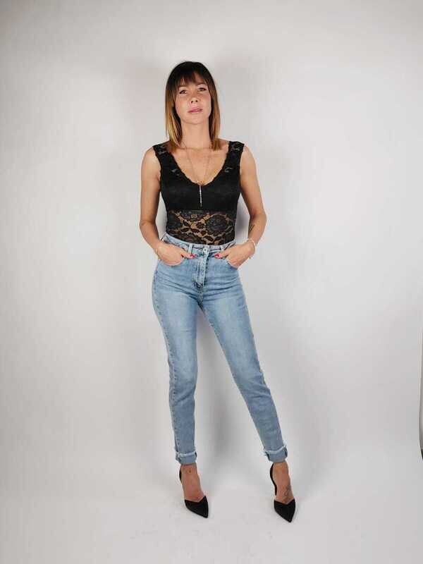 JEANS VITA ALTA SFRANGIATO