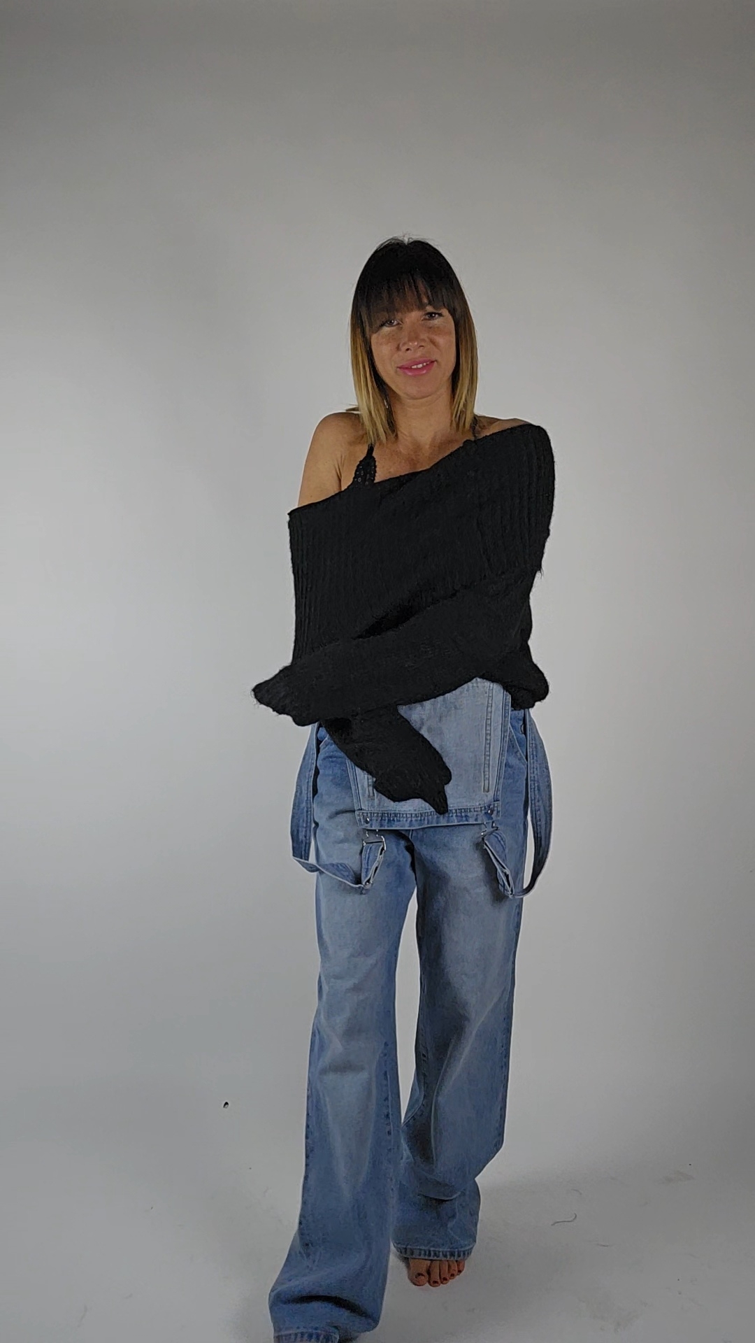 SALOPETTE IN JEANS GAMBA LARGA