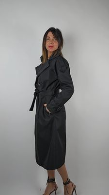 TRENCH VINTAGE LUNGO LEGGERO NERO