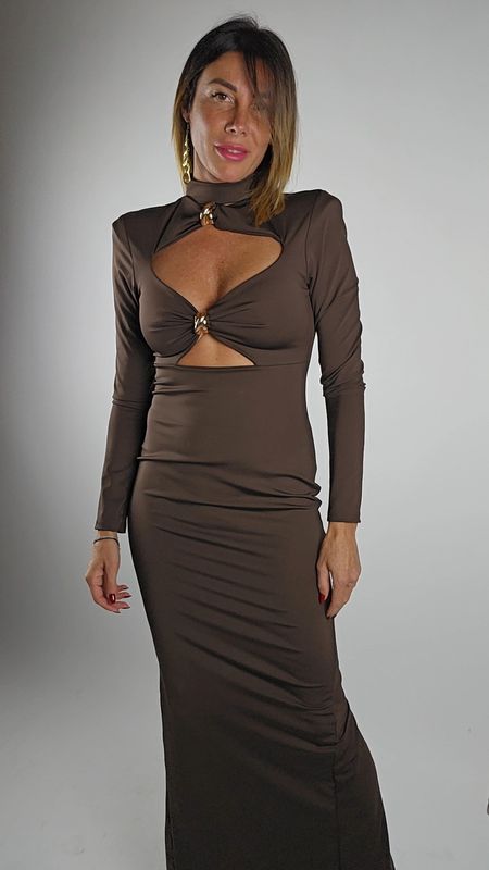 ABITO ANELLO CAT OUT MANICA LUNGA CIOCCOLATO ABITO ANELLO CAT OUT MANICA LUNGA CIOCCOLATO