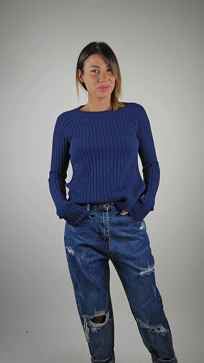 MAGLIA NODO SCHIENA SCOPERTA BLU