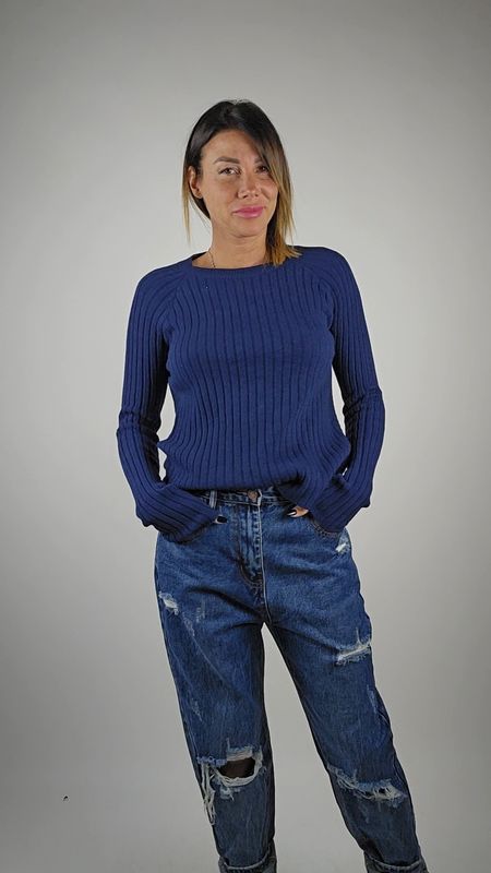 MAGLIA NODO SCHIENA SCOPERTA BLU MAGLIA NODO SCHIENA SCOPERTA BLU