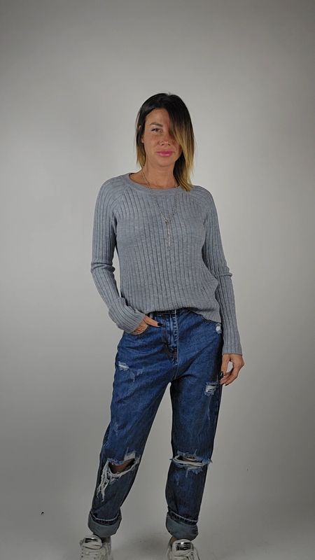 MAGLIA NODO SCHIENA SCOPERTA GRIGIO MAGLIA NODO SCHIENA SCOPERTA GRIGIO