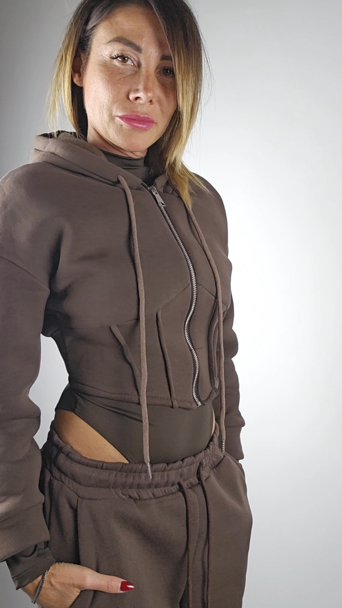 FELPA EFFETTO BUSTINO IN COTONE FELPATO