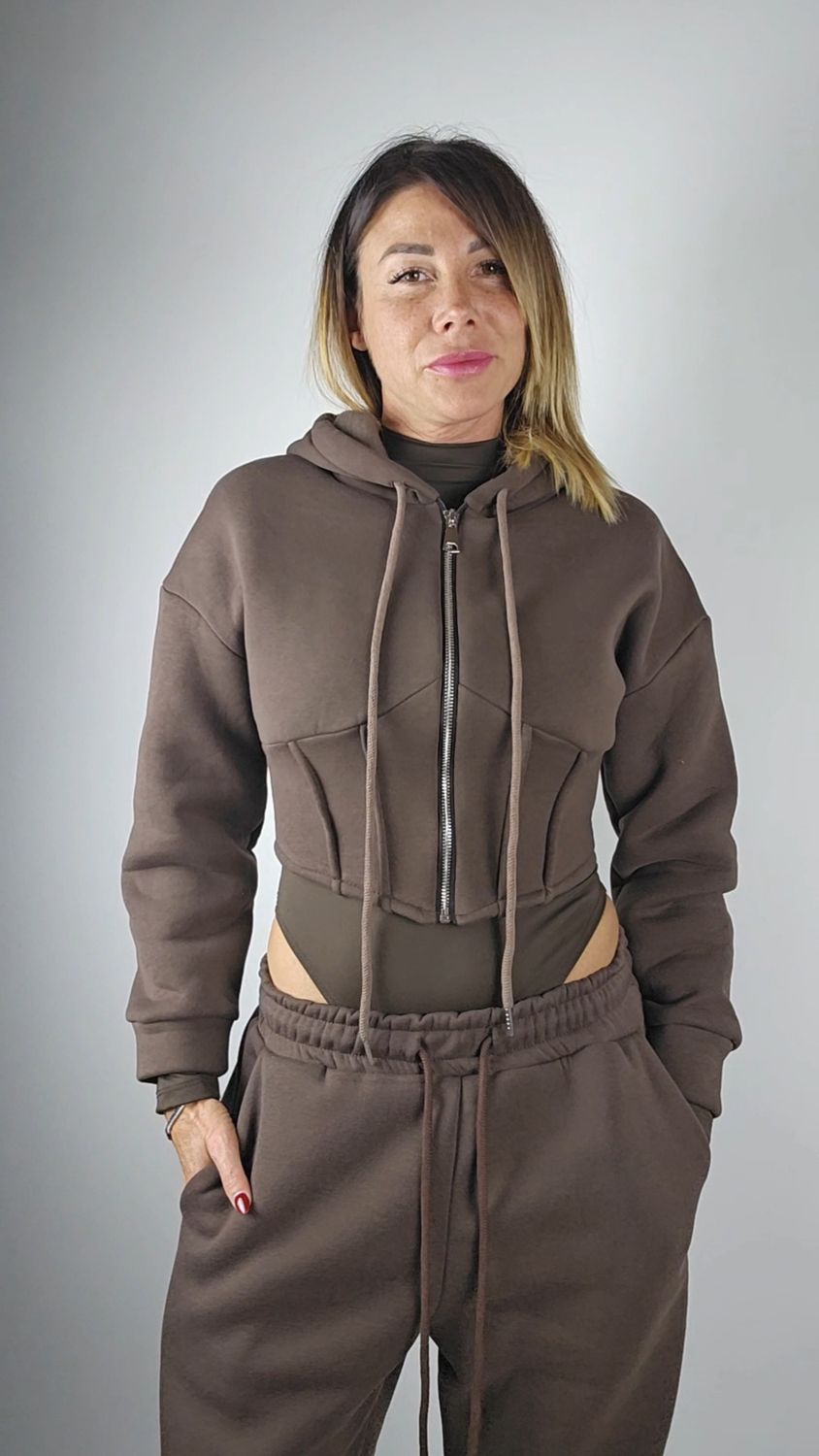 FELPA EFFETTO BUSTINO IN COTONE FELPATO