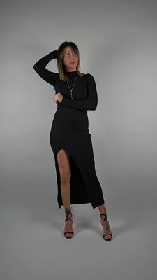 ABITO MERY A COSTINE LONGUETTE CON SPACCO FRONTALE ABITO MERY A COSTINE LONGUETTE CON SPACCO FRONTALE