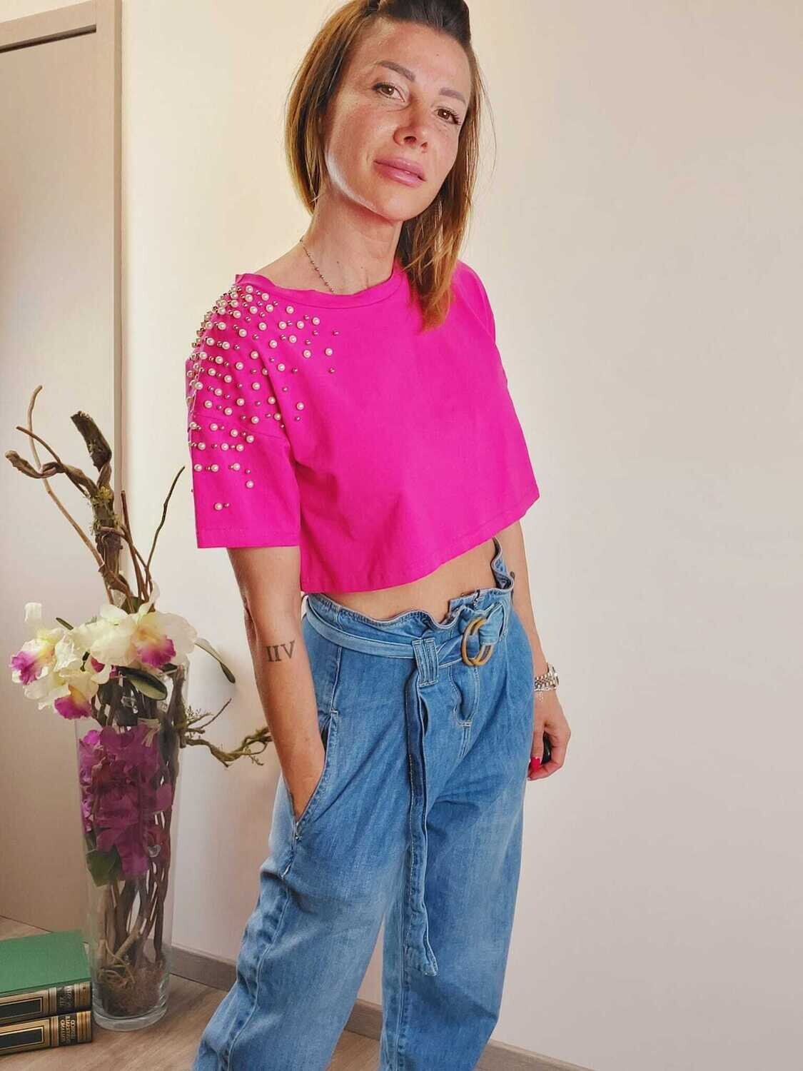 T-SHIRT APPLICAZINI PERLE