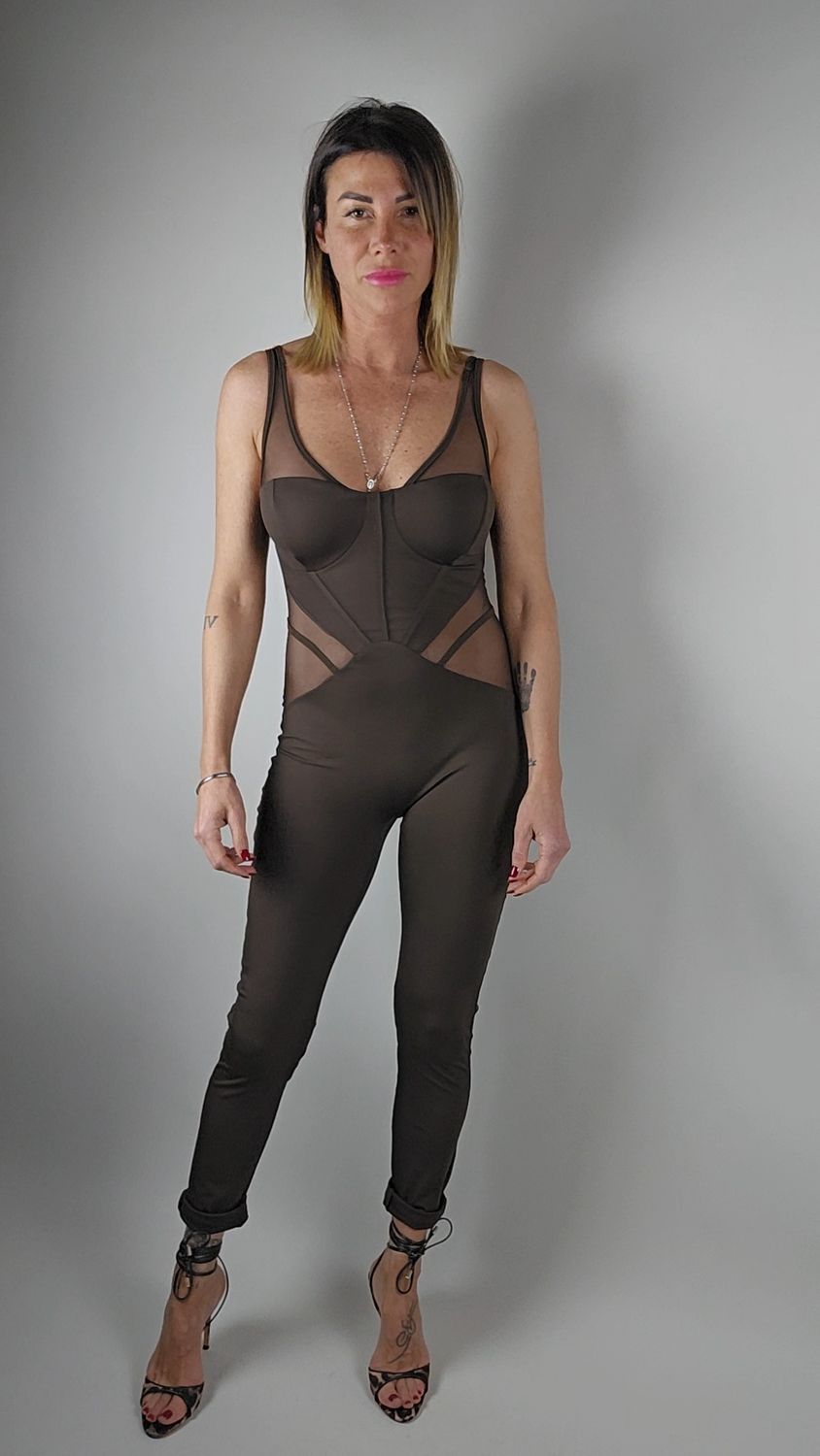 JUMPSUITE CIOCCOLATO BUSTIER CONTENITIVO