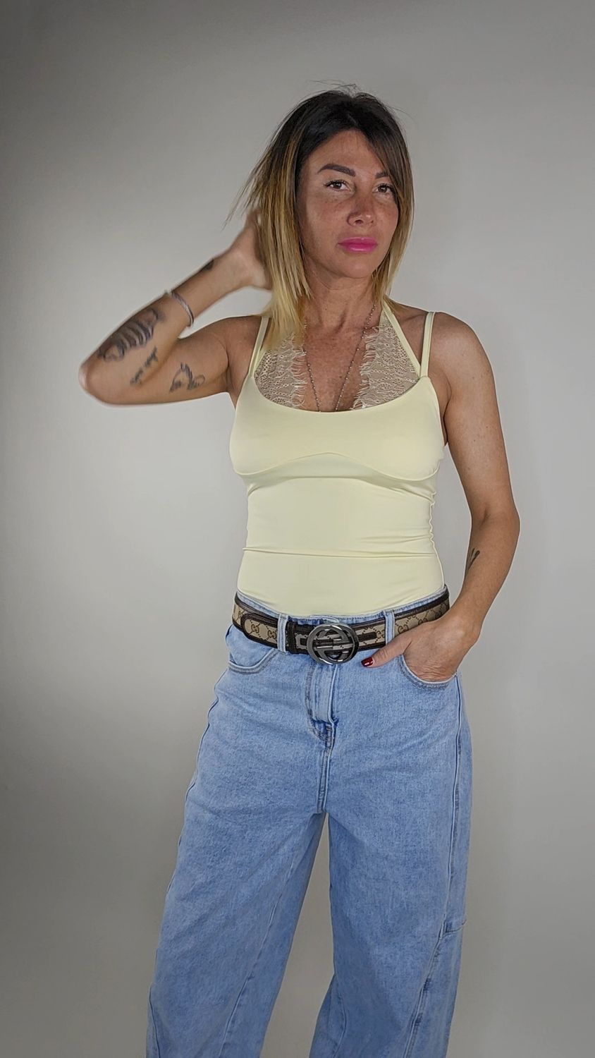 BODY HALTER  IN PIZZO GIALLO