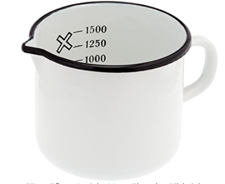 Retro weisser Messbecher/ Milchtopf aus Emaille - 1.5 L