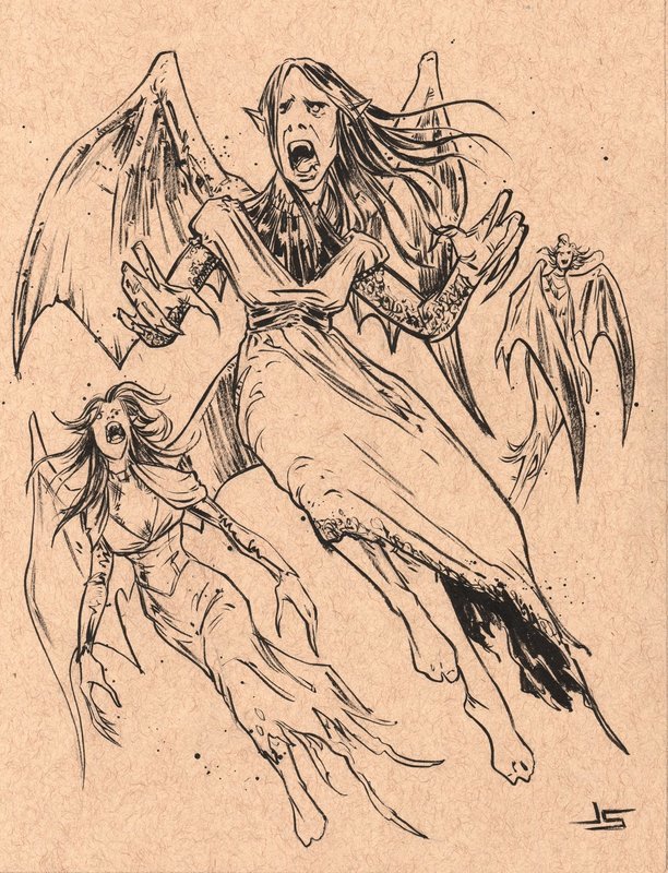 Inktober #9 - Fanged Fiends
