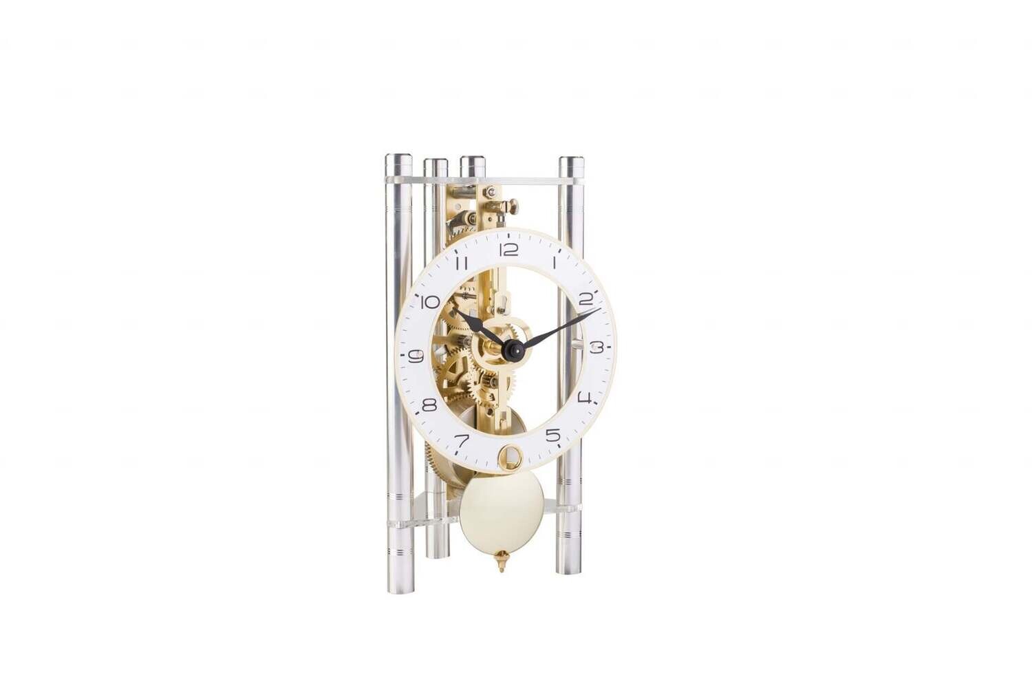 Hermle "Lakin" Windup Table Clock, Silver, Metal Arabic Numeral Dial
Hermle 23024-X40721