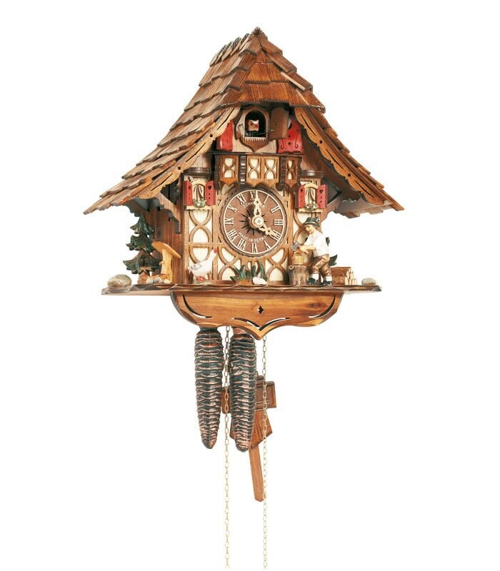 Cuckoo Clock Black Forest house with moving wood chopper NEW
MT1695/9