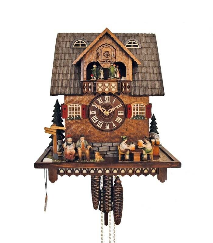 Cuckoo Clock Black Forest house with moving beer drinkers NEW
MT190/9