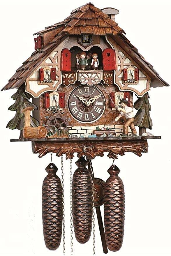 Cuckoo Clock Black Forest house with moving fisherman & moving mill wheel
8TMT701/9