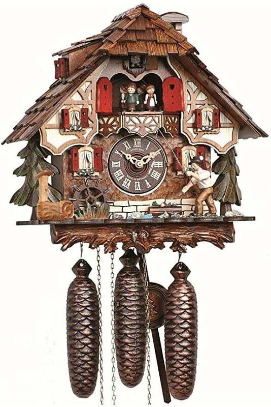 Cuckoo Clock Black Forest house with moving fisherman & moving mill wheel
8TMT701/9