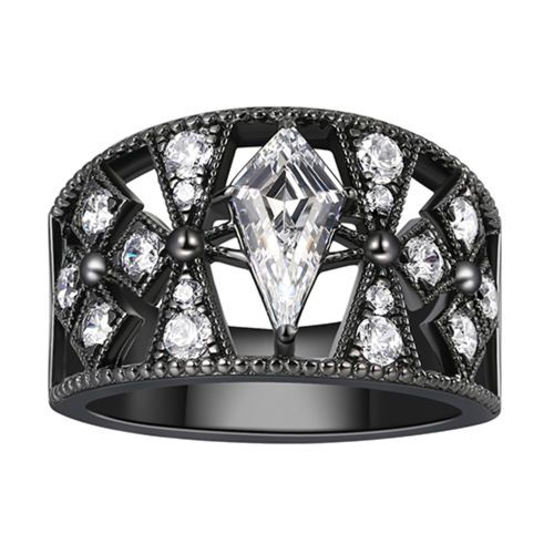 Black lace sword -shaped ring
