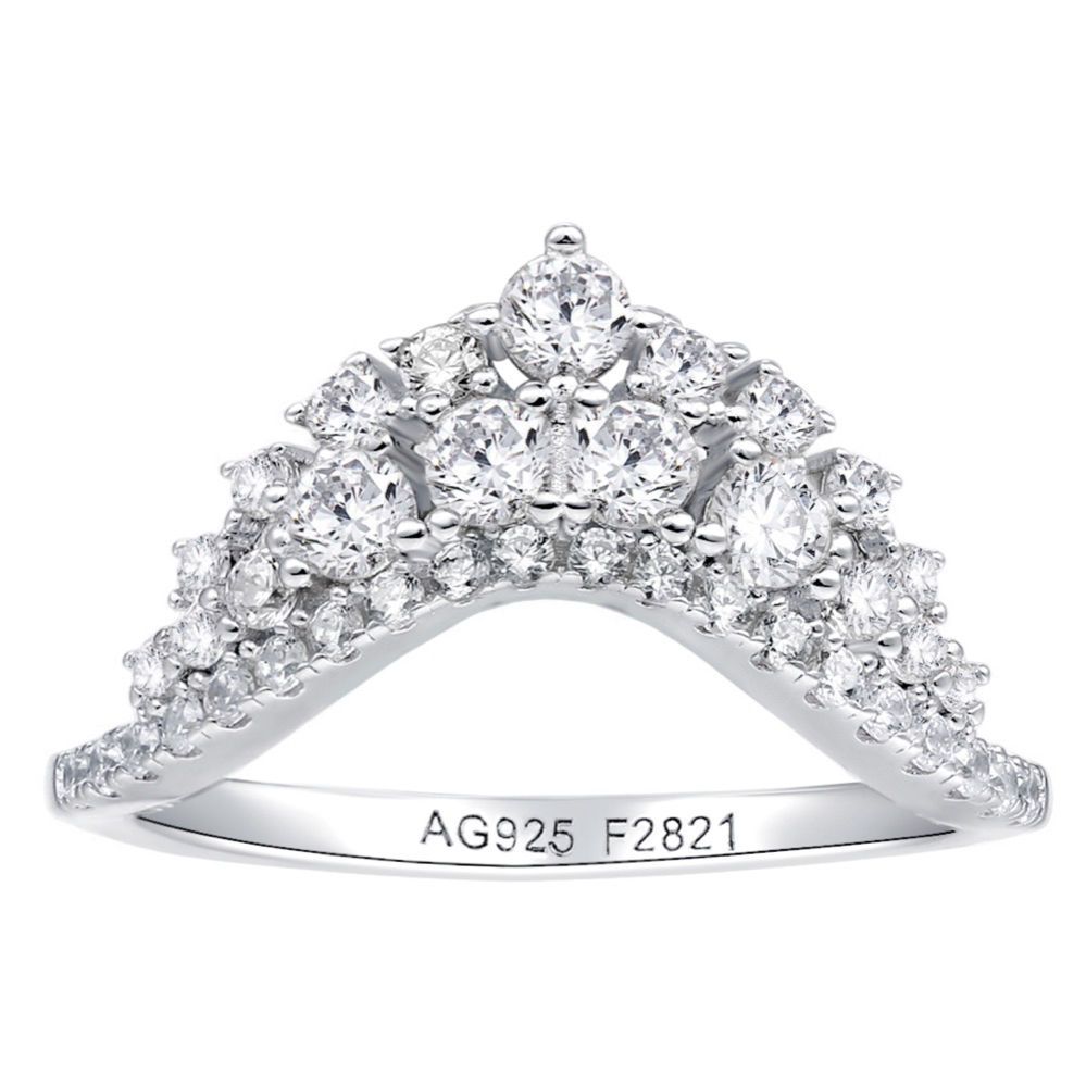 Small crown diamond ring
