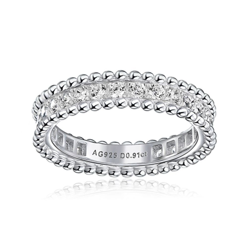 Beaded diamond narrow ring