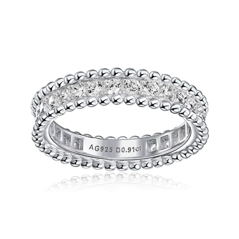 Beaded diamond narrow ring