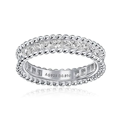 Beaded diamond narrow ring