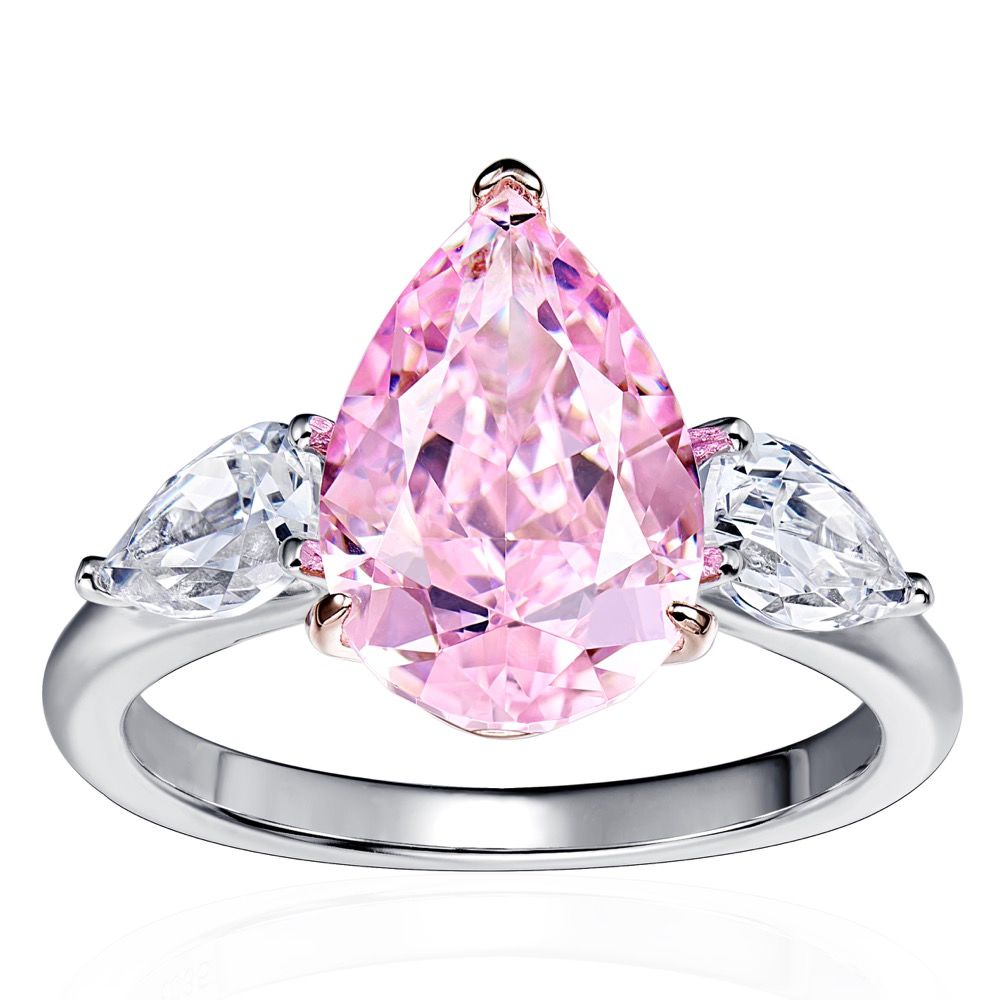 Pink diamond teardrop ring