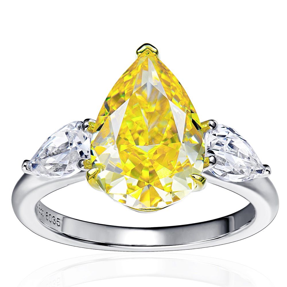Yellow diamond teardrop ring