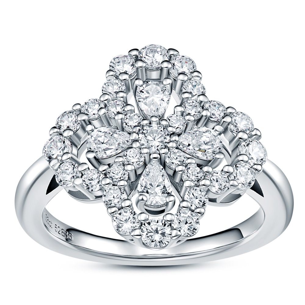 Diamond loop flower shape diamond ring