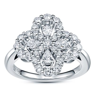Diamond loop flower shape diamond ring