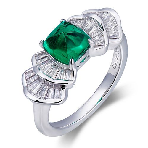 Lab-created Sugar-loaf cut diamond ring