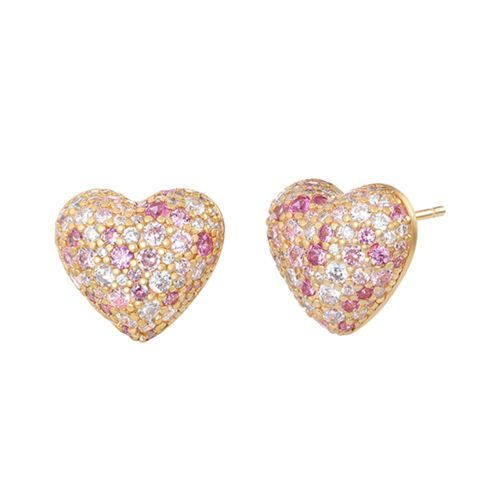 Heart shape gradient pink diamonds earnail