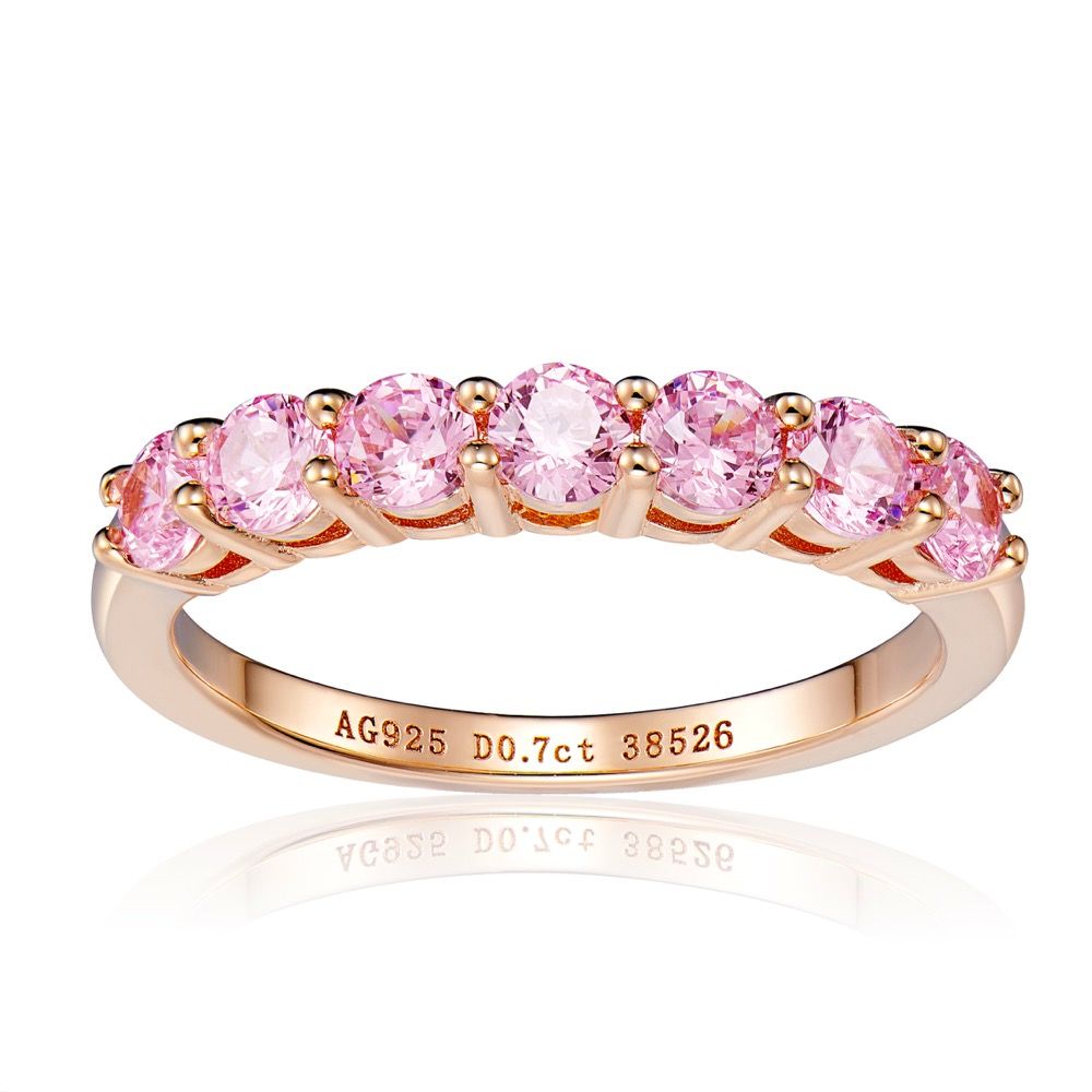 7 diamonds pink ring