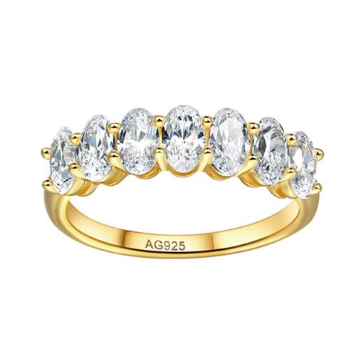 7-diamond egg-shaped row ring