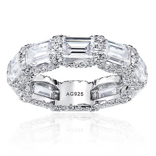 Emerald cut snowflake ring