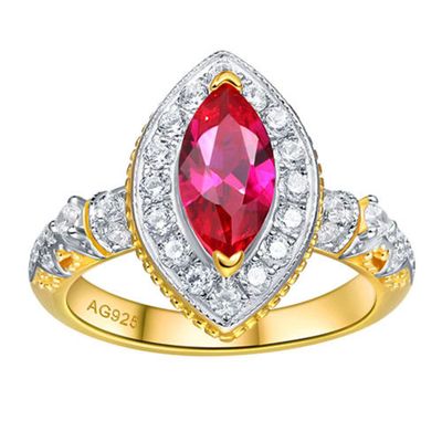 Horse eye red corundum ring