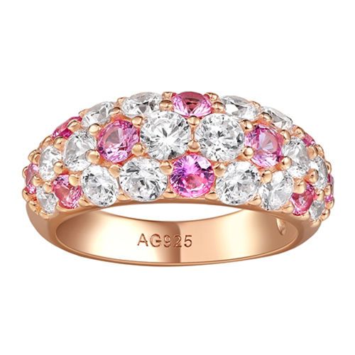 Red corundum diamond interlaced full setting ring