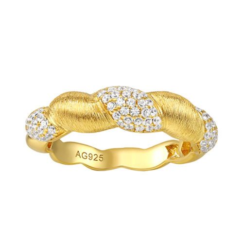 Brushed twisted diamond ring