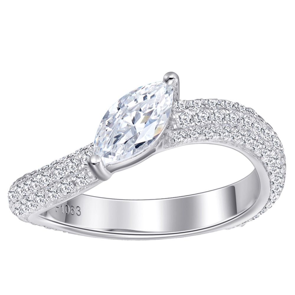 Wave marquise diamond ring