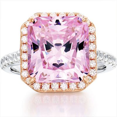 Radiant pink zirconia ring