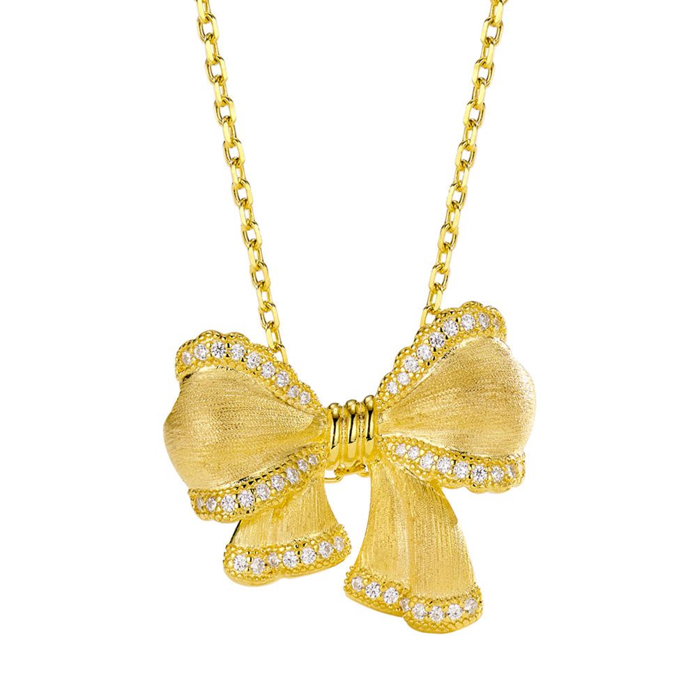 Brushed  lace bow necklace