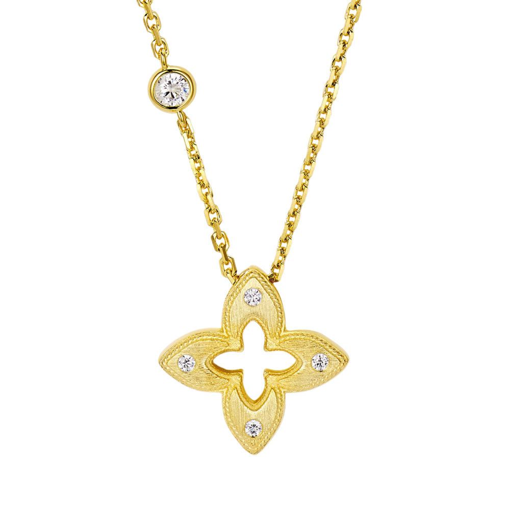 Hollow four-leaf clover brushed necklace