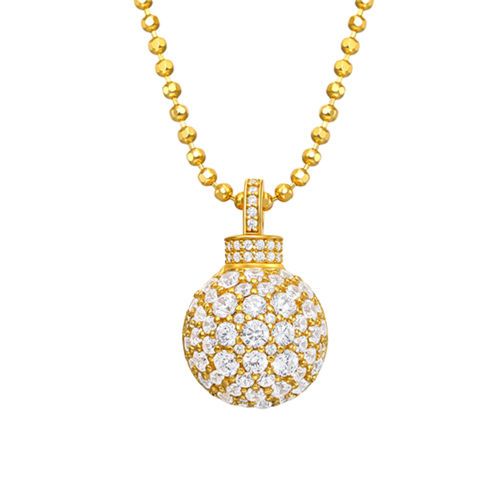 Half diamond brushed ball necklace