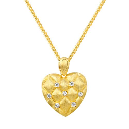 Diamond silk heart necklace