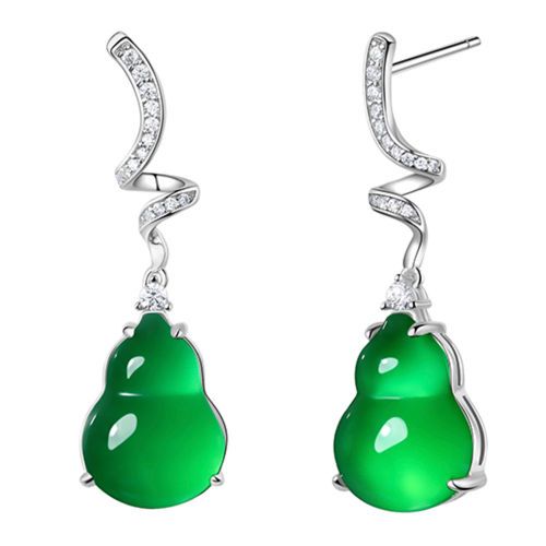 Spiral green Chrysoprase Gourd Earrings