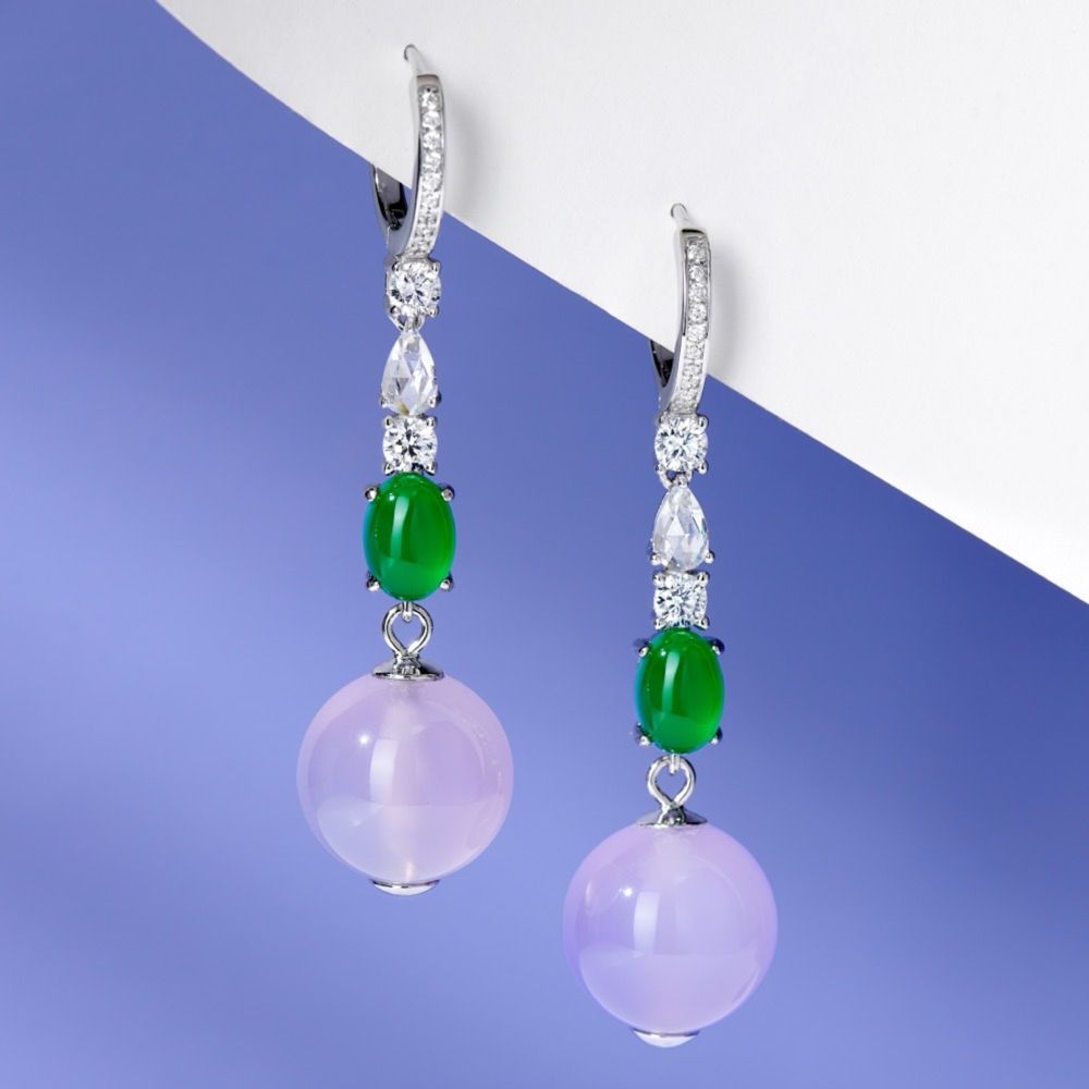 Purple Chalcedony Bead Earrings