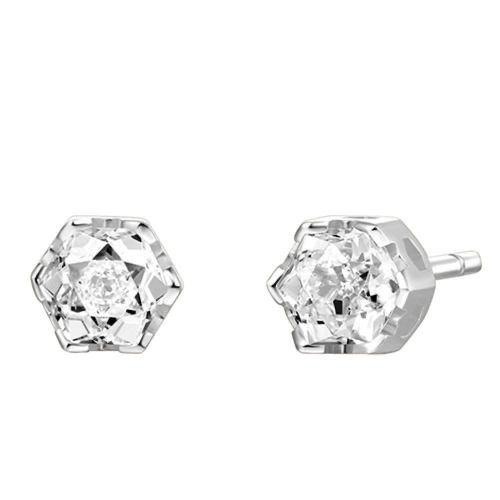 Silver and rose gold Honeycomb hexagon diamond earrings